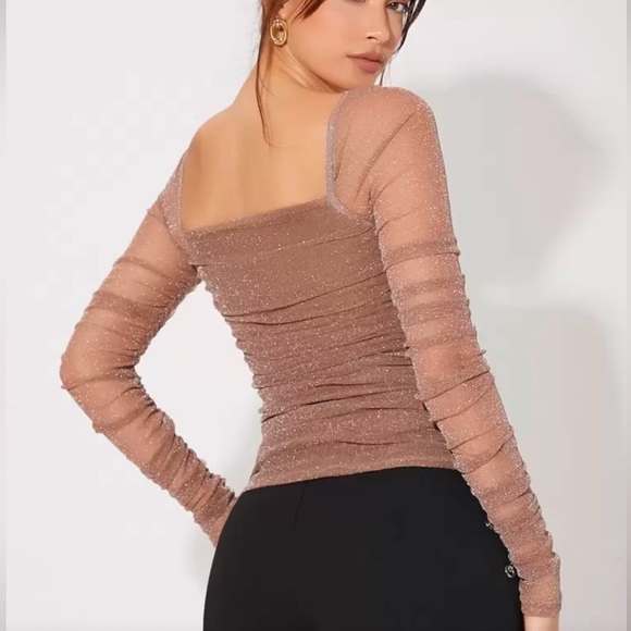 Sheer sparkle gathered waist top Large - Picture 8 of 8